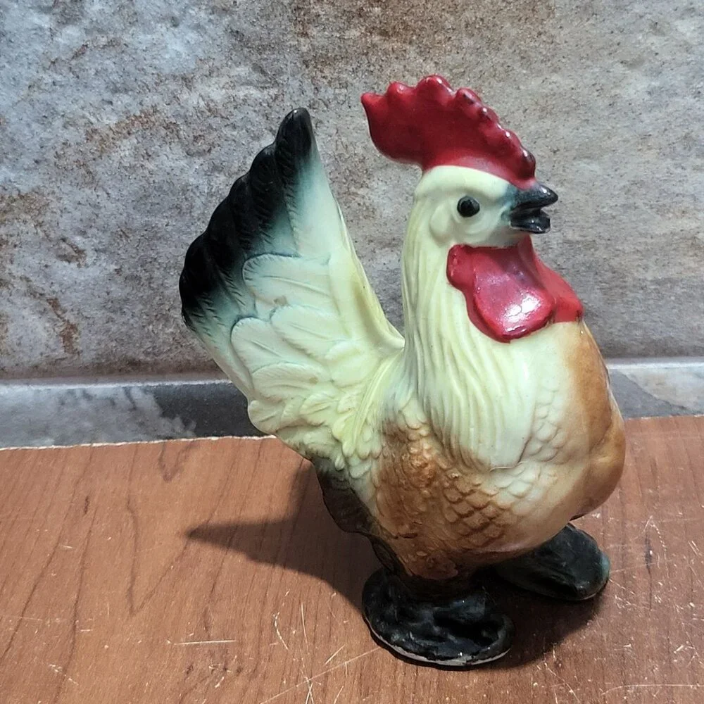 Vintage Ceramic Chicken Rooster Single Salt Pepper Shaker